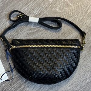 Clare V. Petite Fanny Black Woven Zig-Zag NWT